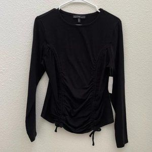 NWT Derek Heart Juniors' Doubled Sided Drawstring Long Sleeve Top Black $30 B85